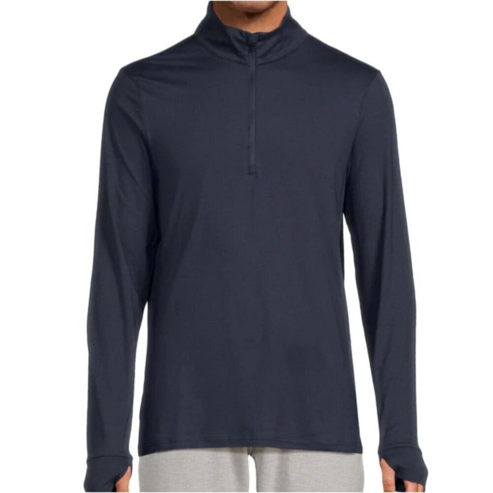 ONIA mens Mockneck zip up sweatshirt 1/4 zip Indigo Gray size XL